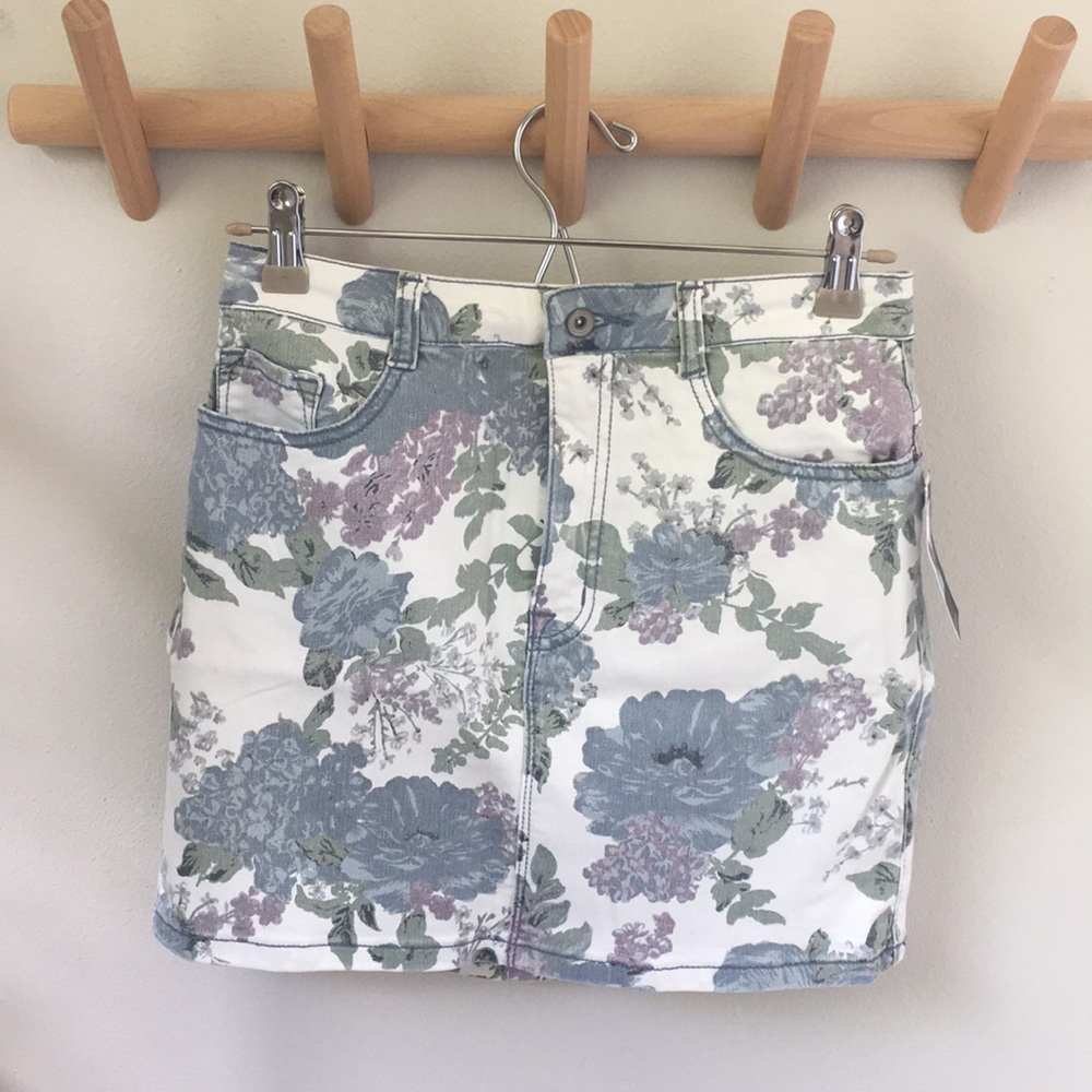 Urban Outfitters Floral Denim Mini Skirt